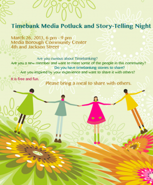 Timebank Media Potluck Story Telling Night